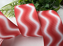 Лента репсовая 40мм, с рисунком волна, цвет красный