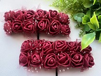 Розы из фоамирана с фатином, цвет бордовый