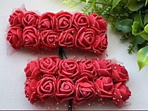 Розы из фоамирана с фатином, цвет красный